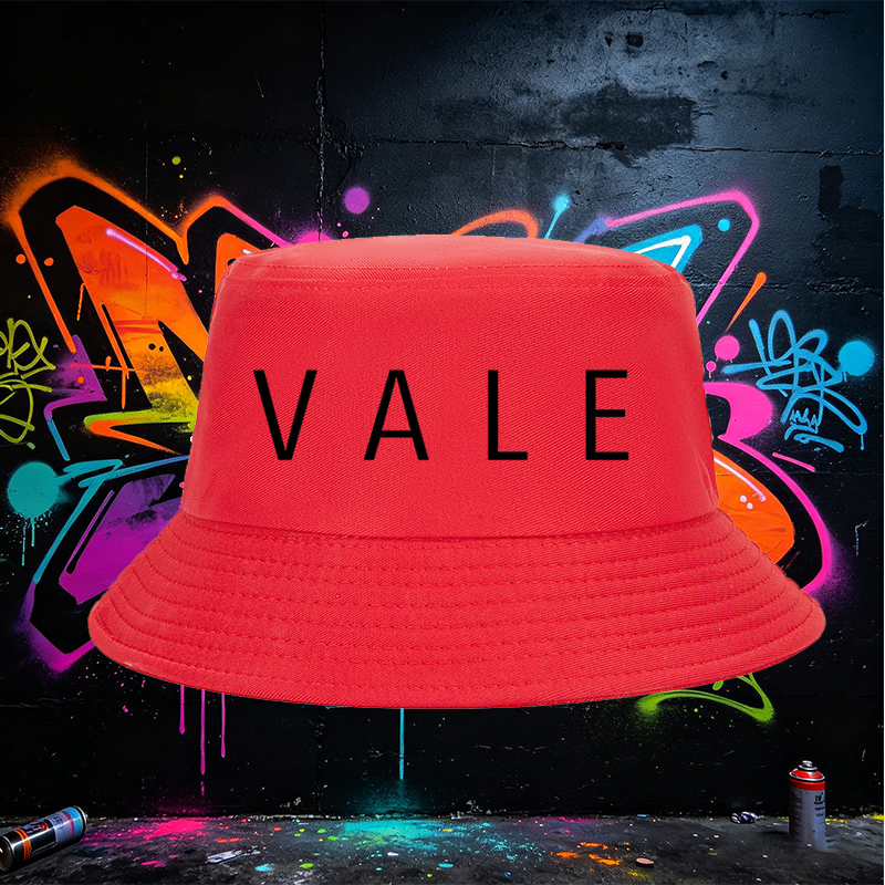Unisex Bucket Hat with VALE Letter Print - Classic Cotton Fisherman Hat for Outdoor Activities, Travel, and Casual Wear - Perfect for Men and Women Seeking Stylish Sun Protection
