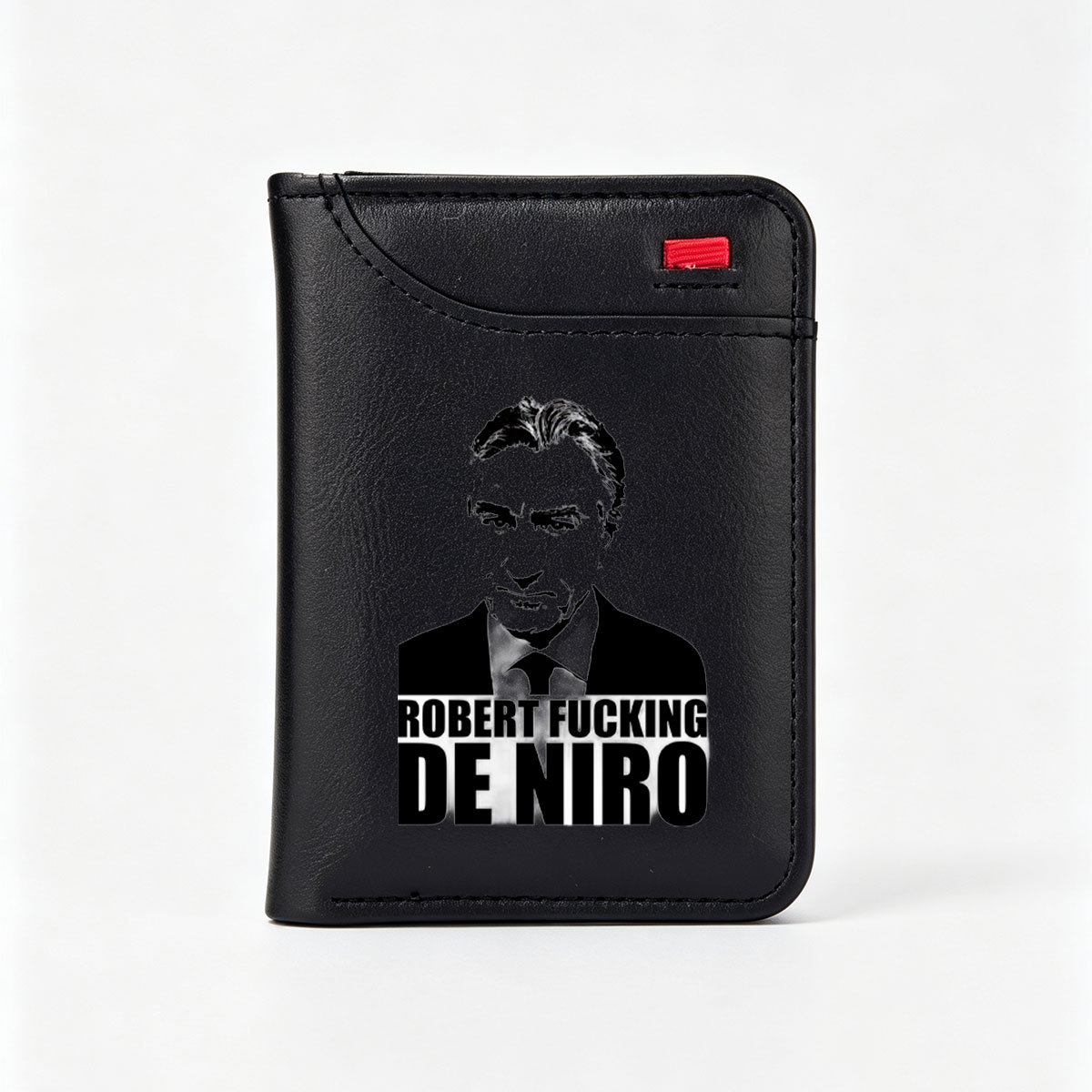 Robert De Niro Portrait in Black and White with Bold Text Overlay - Vertical Style Wallet