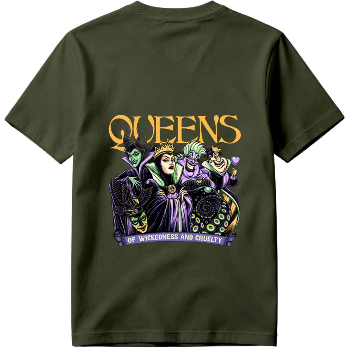 Queens of Wickedness and Cruelty: Maleficent, Evil Queen, Ursula, and Queen of Hearts - Tee