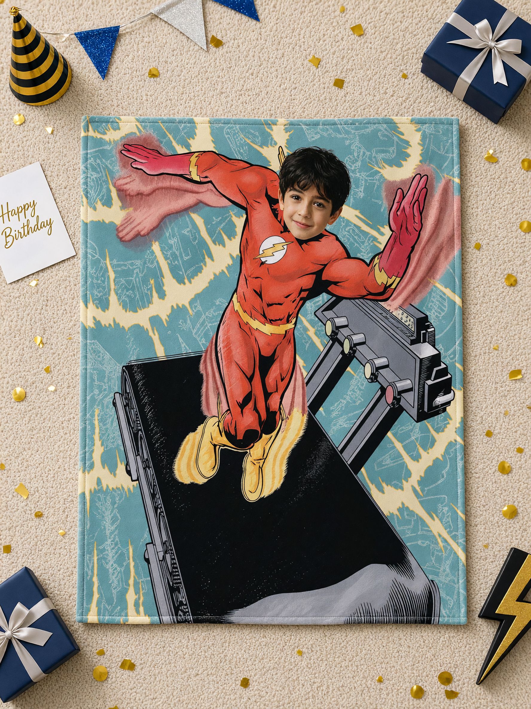 Custom Face Photo Blanket, Personalized Superhero Flannel Throw, Soft Plush Fleece Bed Blanket, Ideal Cozy Gift