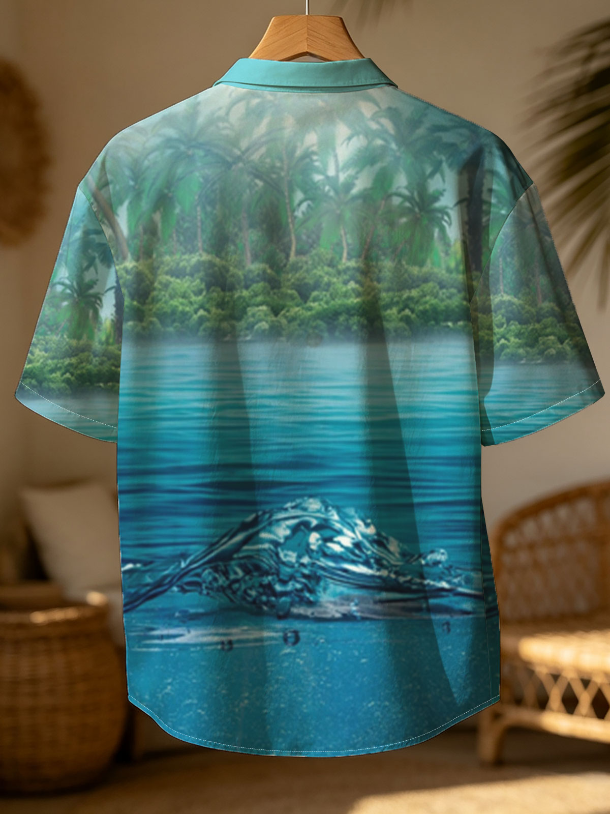 Sunlit Tropical Waters with Palm Trees and Underwater View -  Shirt