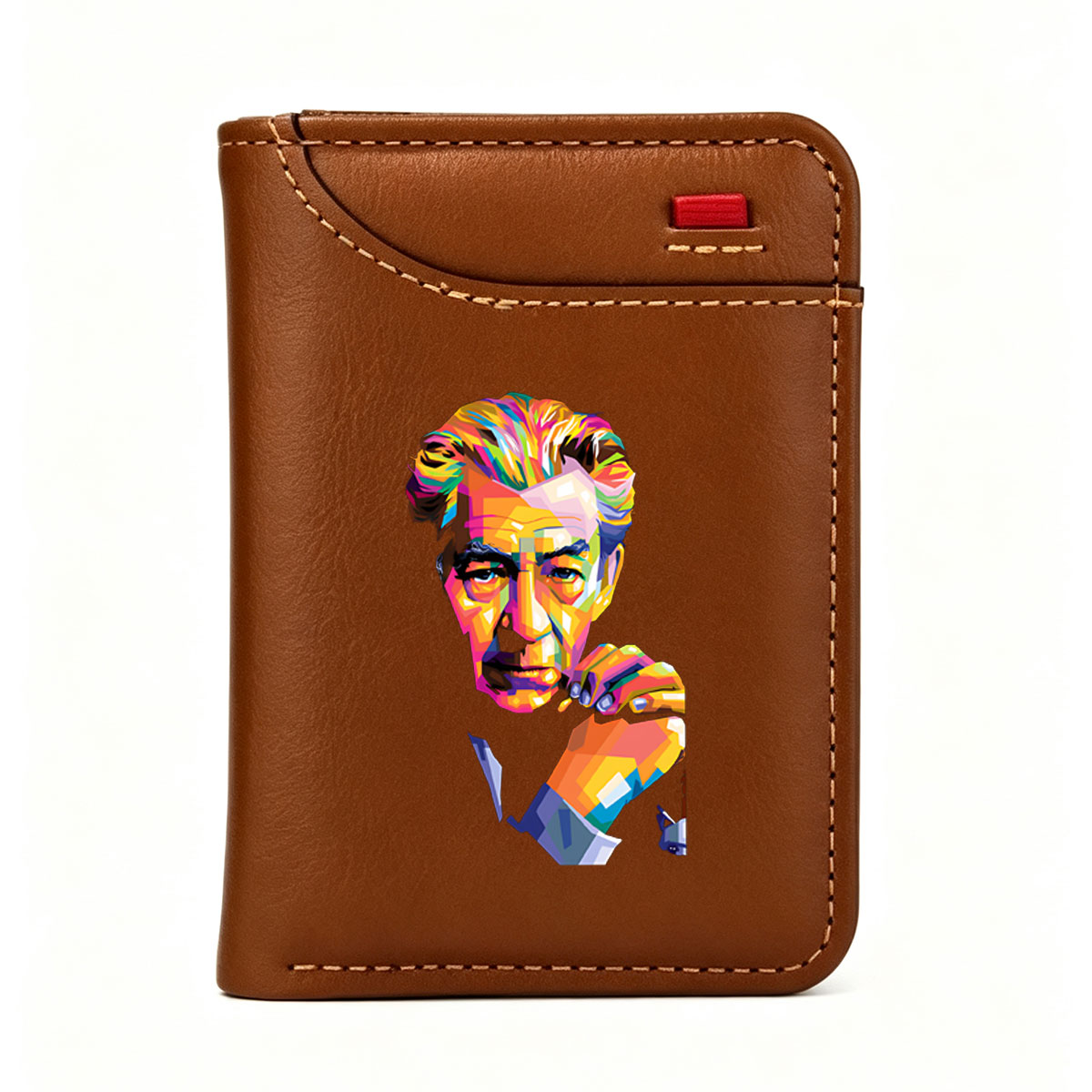 Colorful Portrait of a Contemplative Man - Vertical Style Wallet