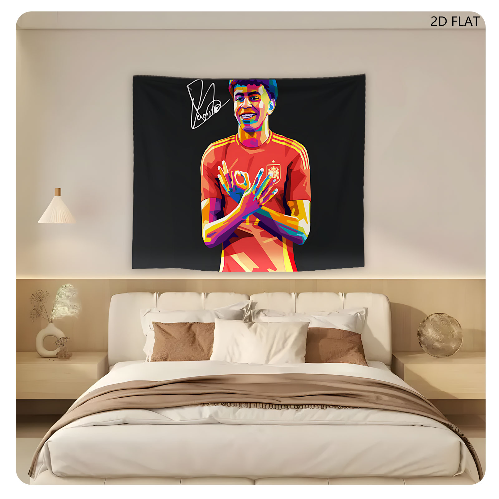 Lamine Yamal in Spain National Team Jersey, Vibrant Art Portrait - Tapestry