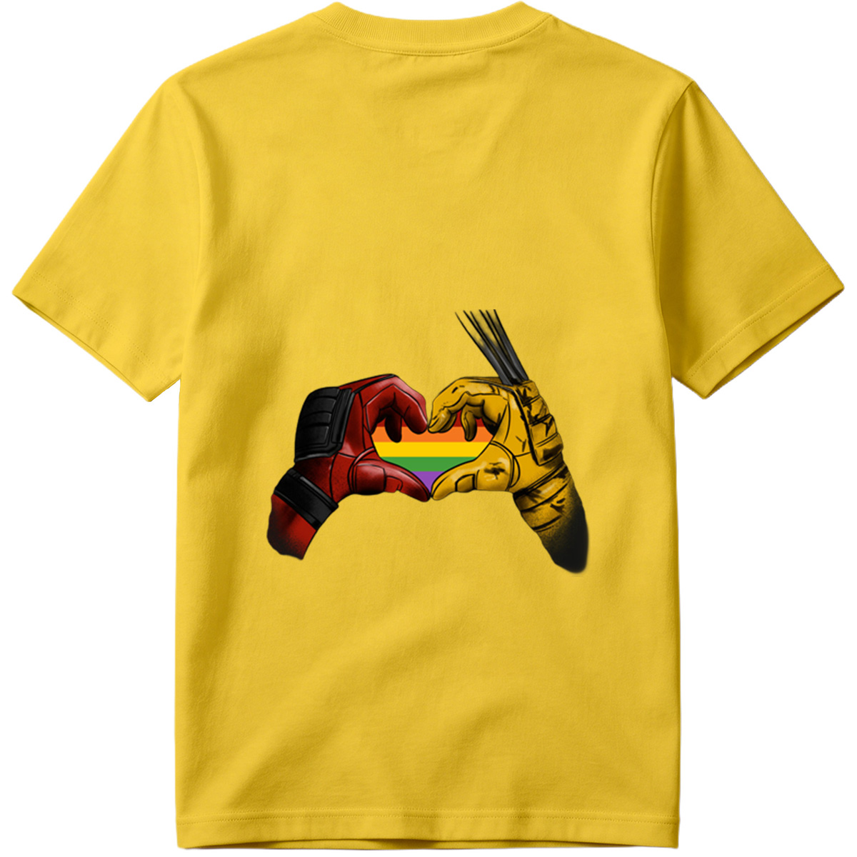 Deadpool and Wolverine Form a Rainbow Heart - Tee