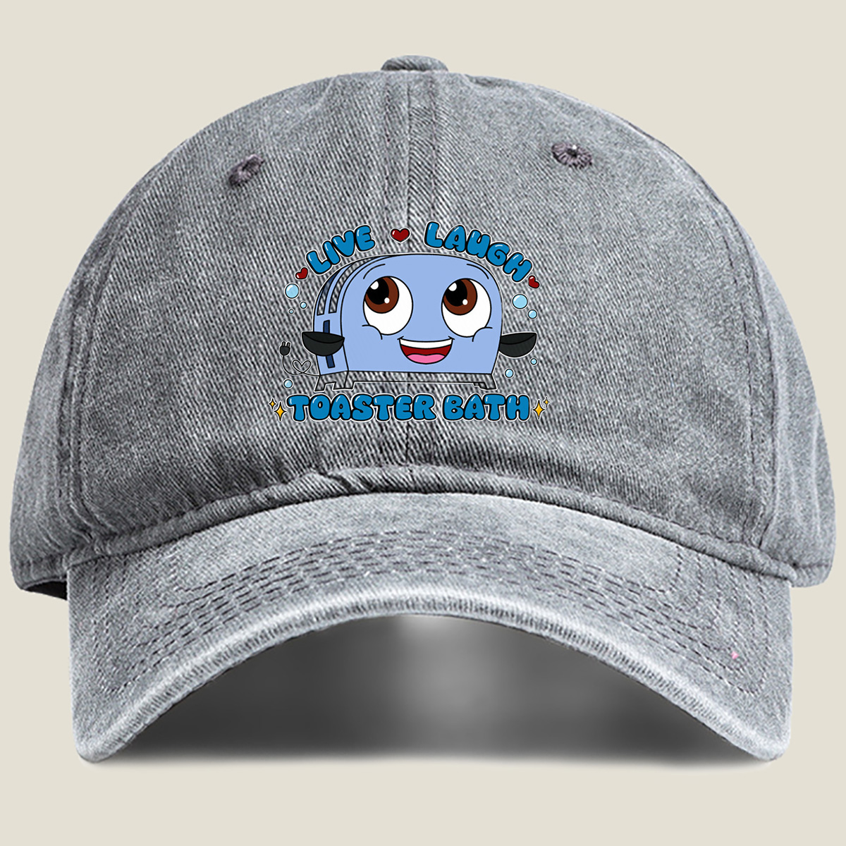Live Laugh Toaster Bath - Washed Denim - Baseball Cap