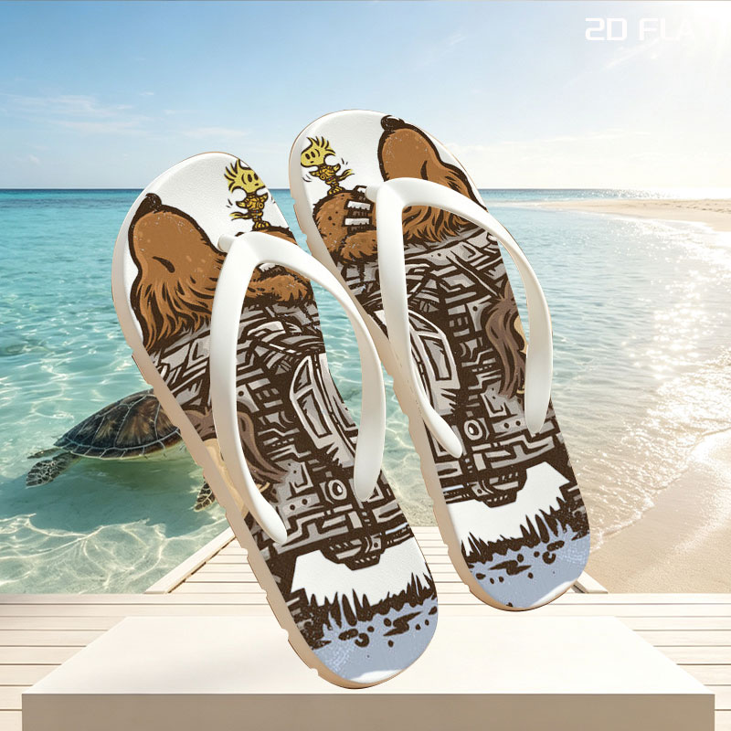 Luke Skywalker, Chewbacca, and C-3PO on a Millennium Falcon Cartoon -  flip-flops