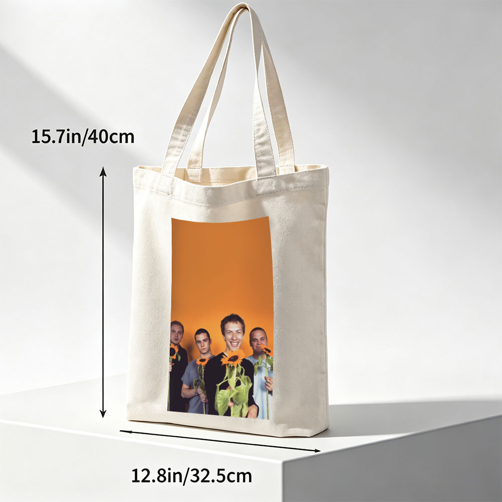 Imagine Dragons Band Members Holding Sunflowers Against Orange Background - Canvas tote bags
