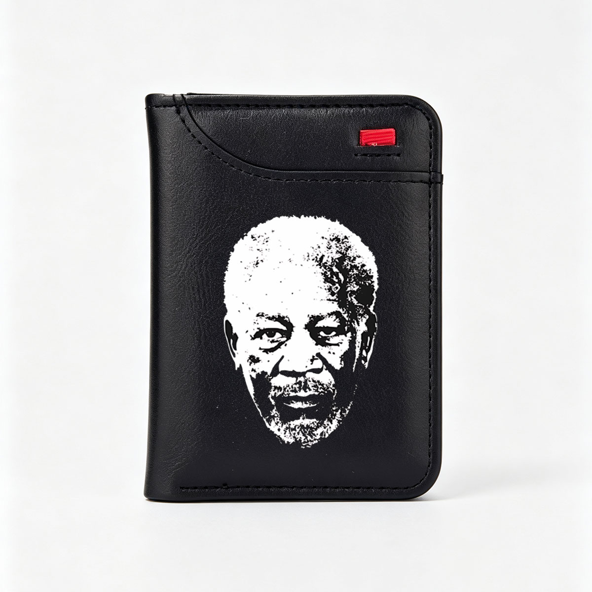 Nelson Mandela Portrait in High-Contrast Black and White - Vertical Style Wallet