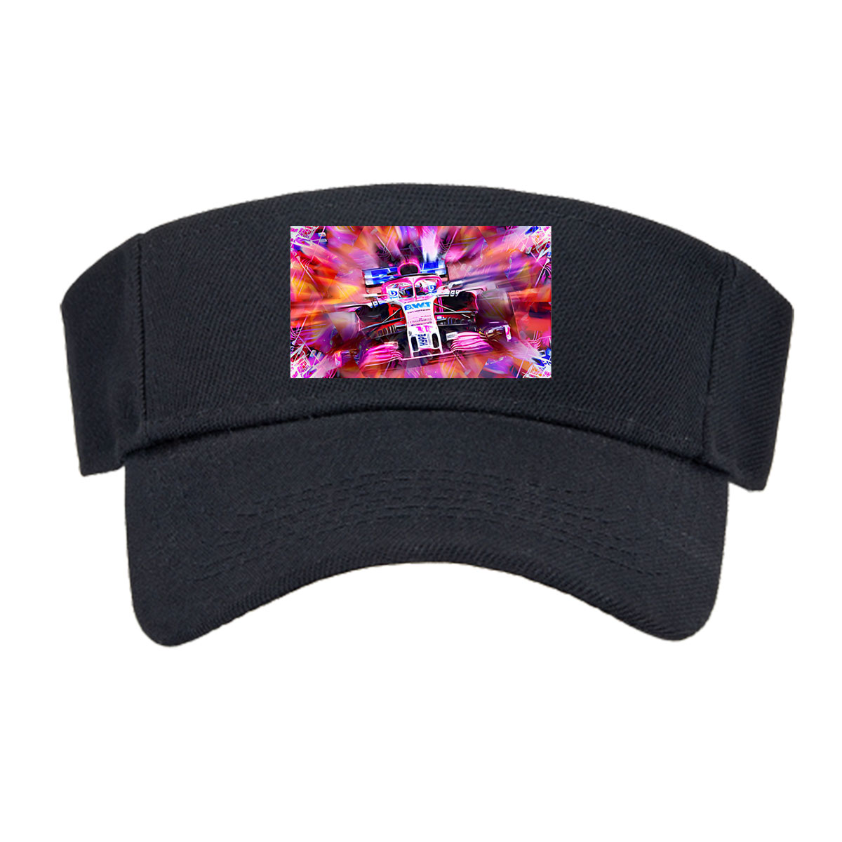 F1 Racing Car in Vibrant Motion Art -  Visor cap