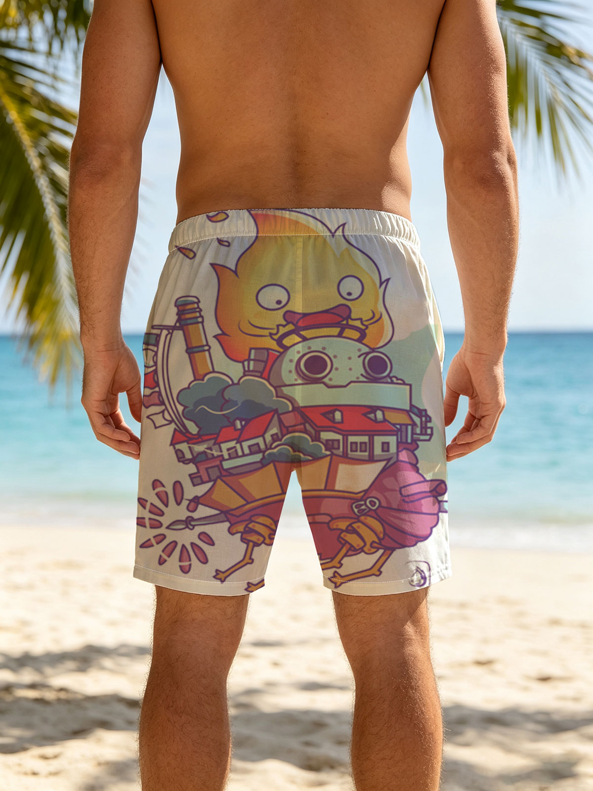 Flame-Powered Factory Crab with Industrial City on Back -  Beach shorts