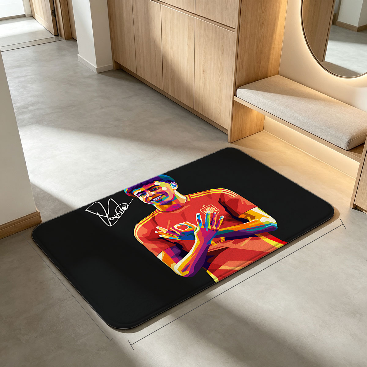 Lamine Yamal in Spain National Team Jersey, Vibrant Art Portrait - Flannel floor mat