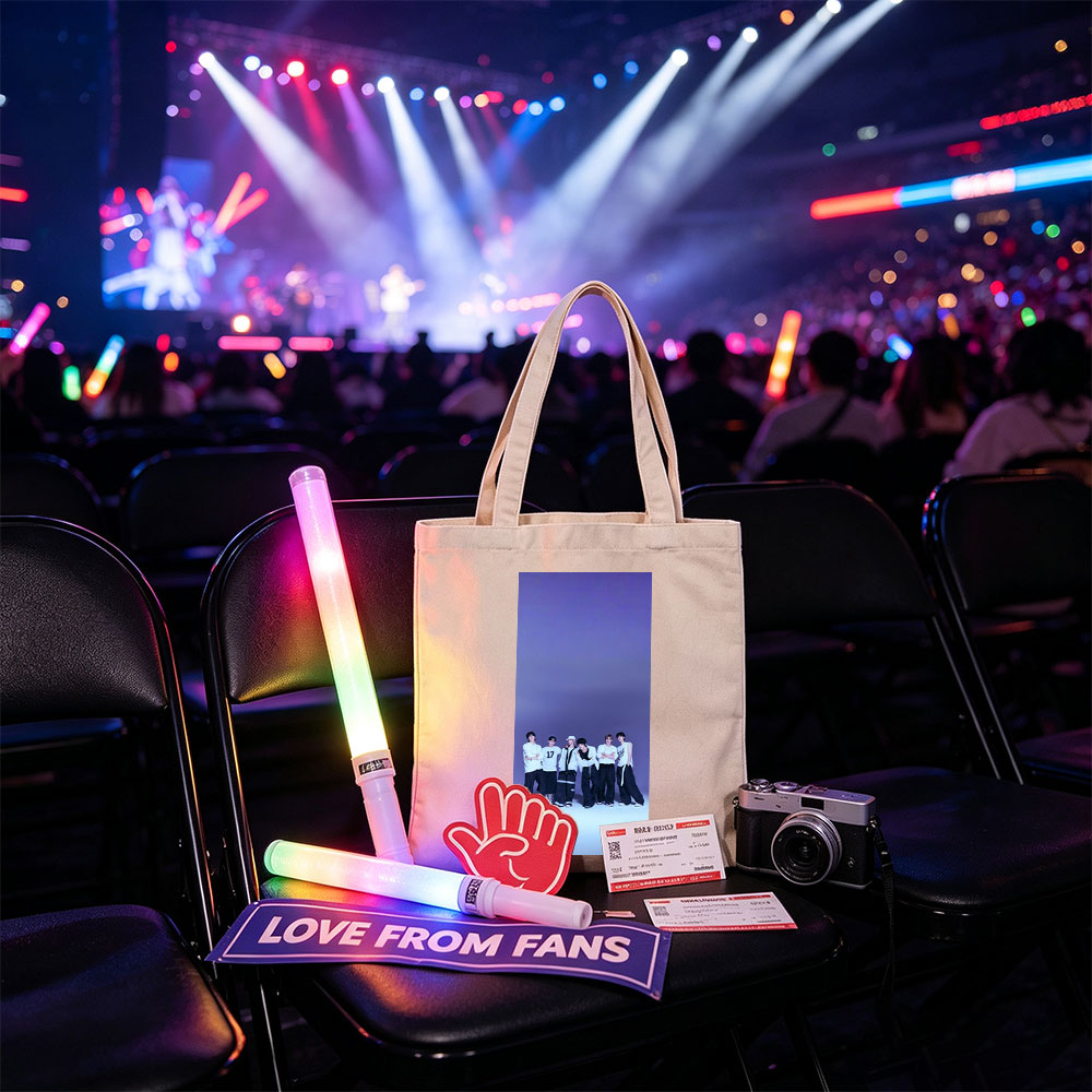 ENHYPEN Group Photo in Stylish White and Black Outfits Against a Purple Gradient Background - Canvas tote bags