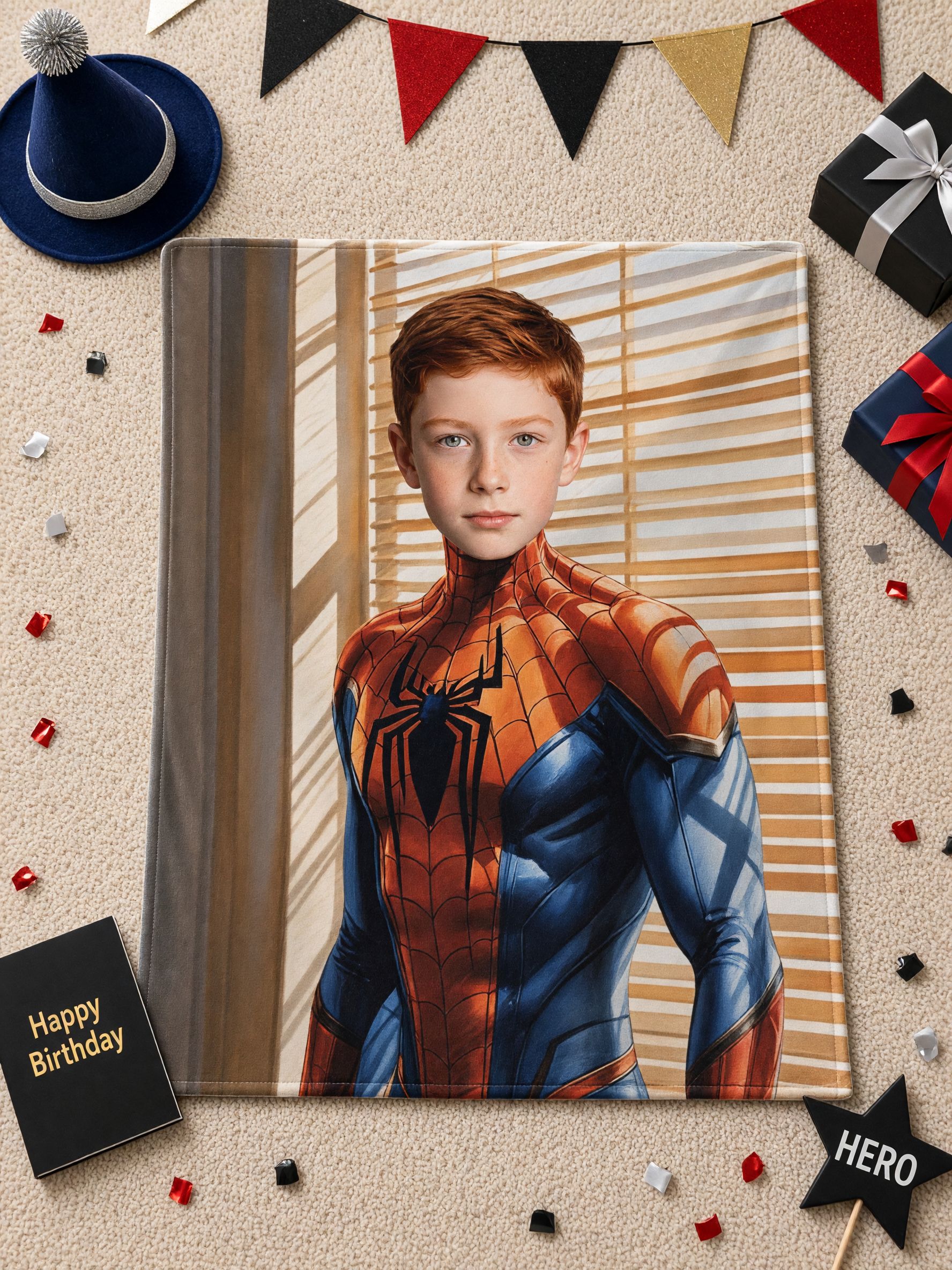 Personalized Face Photo Flannel Blanket, Custom Superhero Portrait Soft Plush Cozy Throw, Ideal Personalized Gift