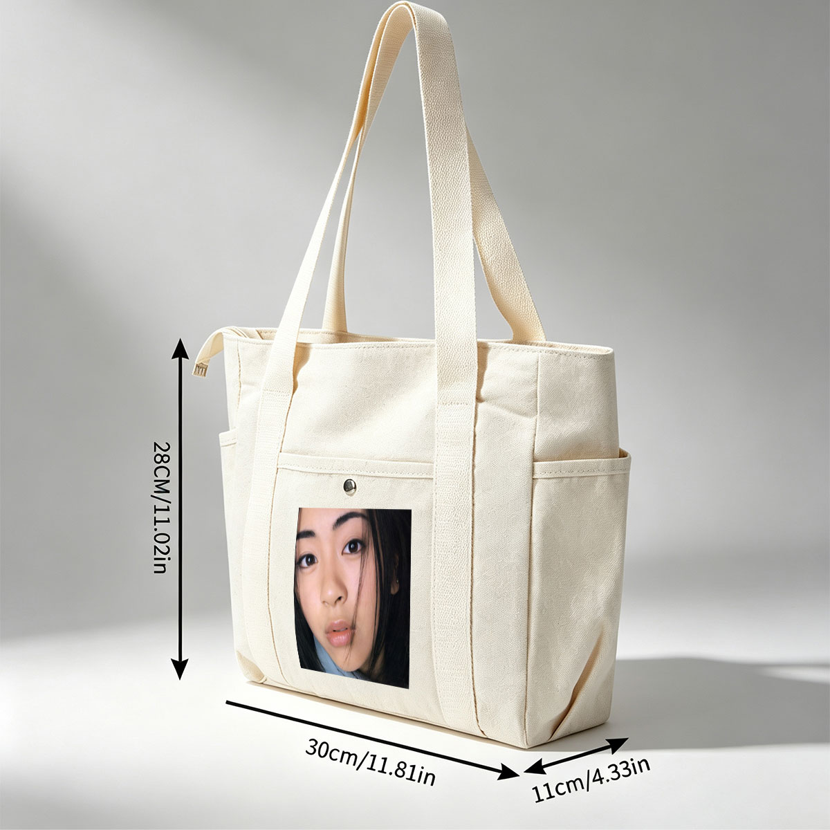 Ayumi Hamasaki Close-Up Portrait with Soft Lighting and Gentle Expression - Multi-pocket bags