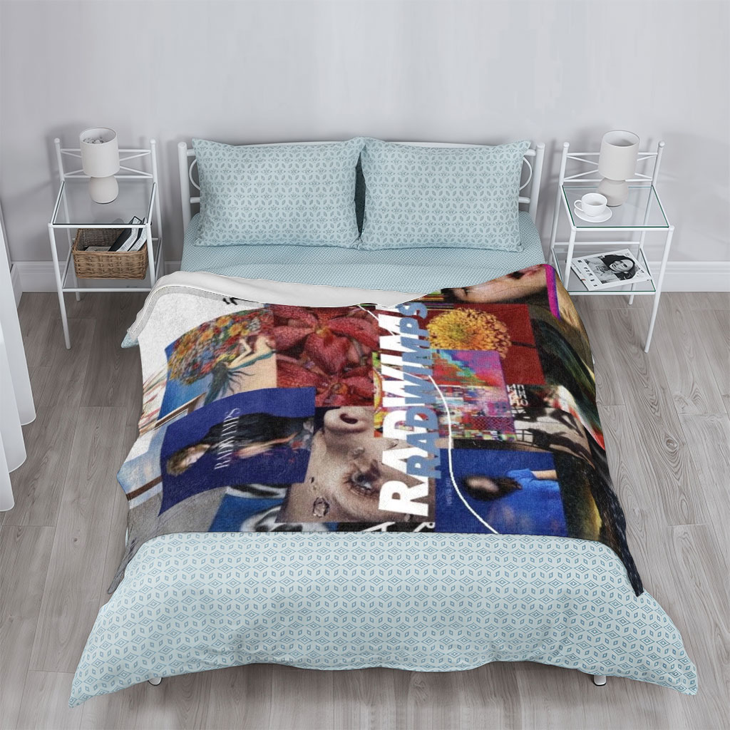 RADWIMPS Collage Artwork Featuring Band Members and Vibrant Visual Elements - Blankets