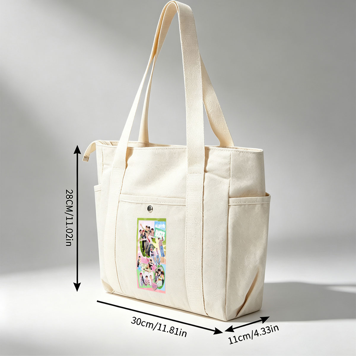 RIIZE Group in Vibrant Collage Pose with Colorful Background and Heart-Shaped Message - Multi-pocket bags