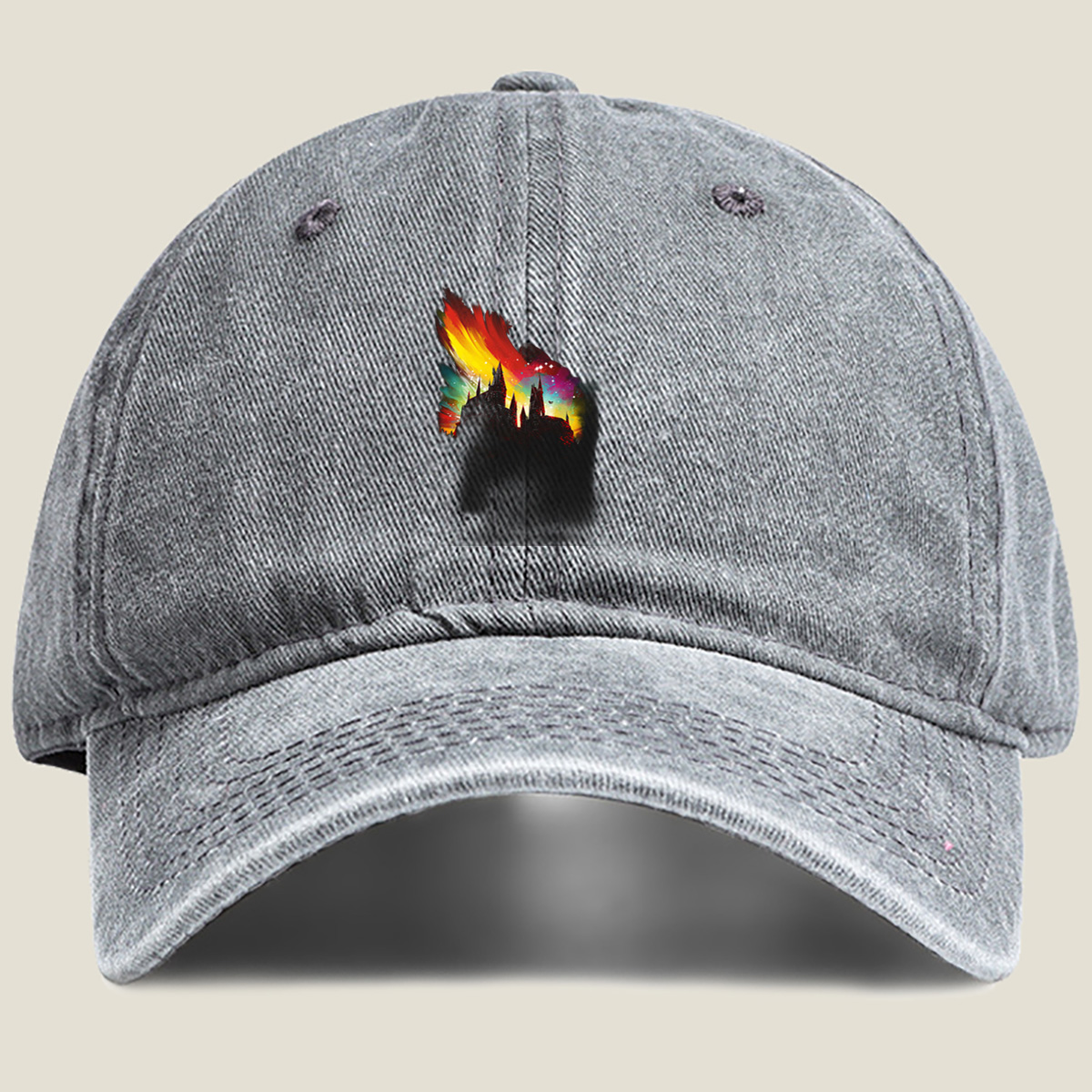 Harry Potter: Hogwarts Castle at Twilight - Washed Denim - Baseball Cap