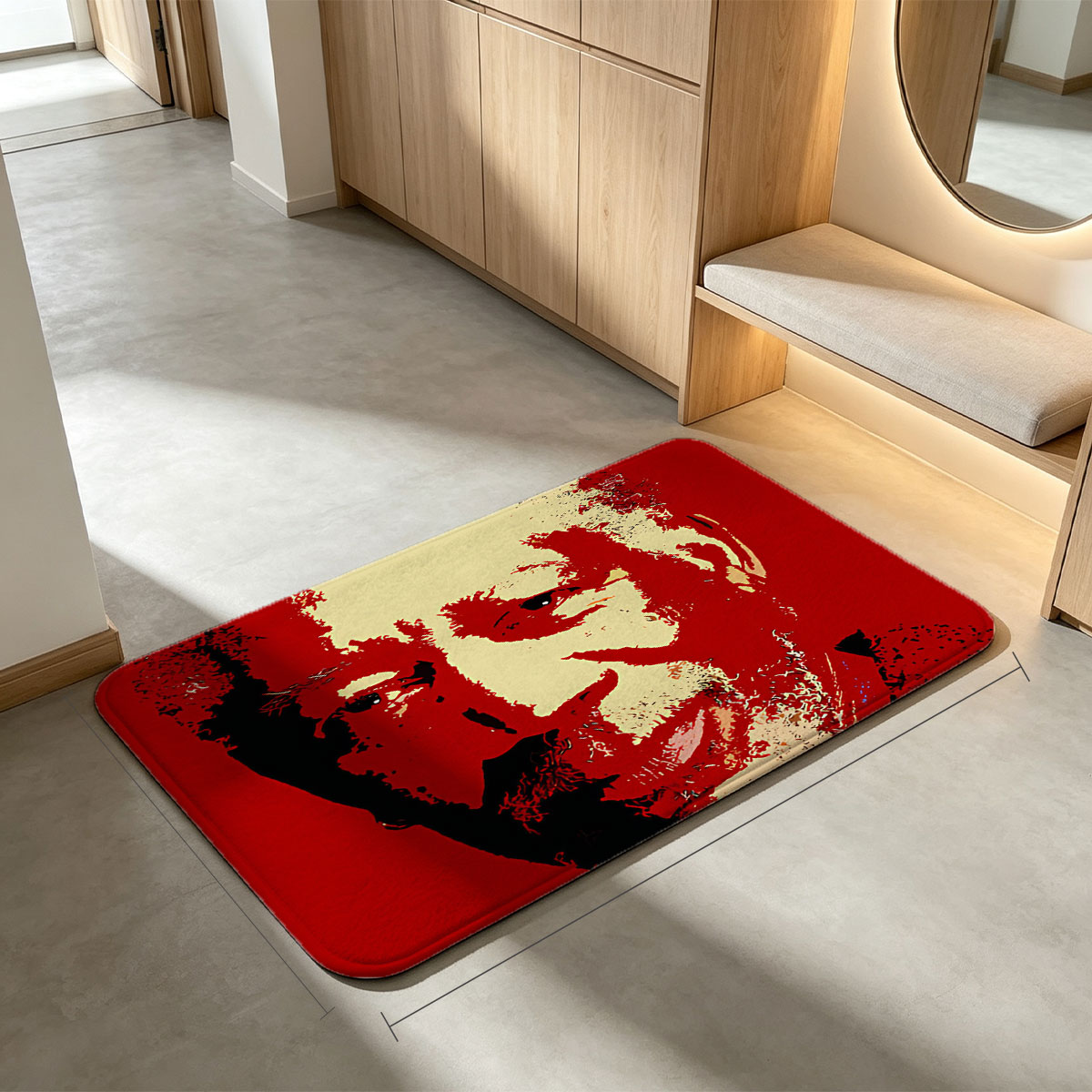 Nelson Mandela Portrait in Red and Beige Art Style - Flannel floor mat