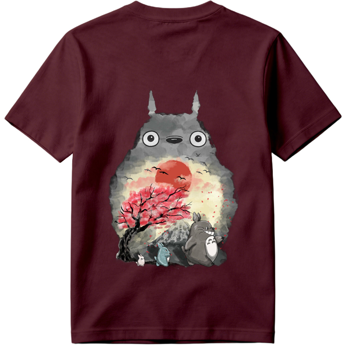 Totoro and Friends in Cherry Blossom Sunset - Tee