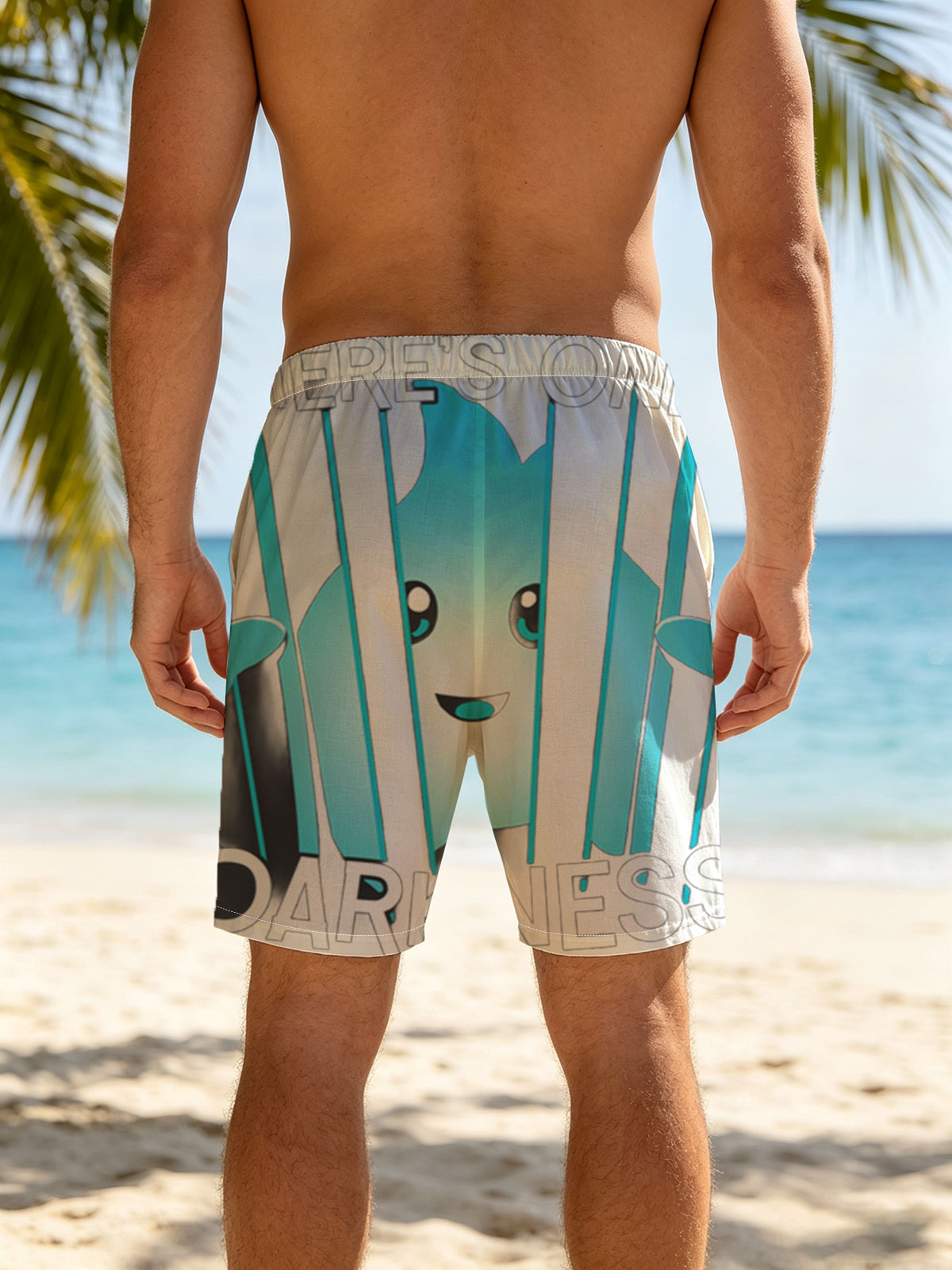 There's Only Darkness: Blue Character Behind Bars -  Beach shorts