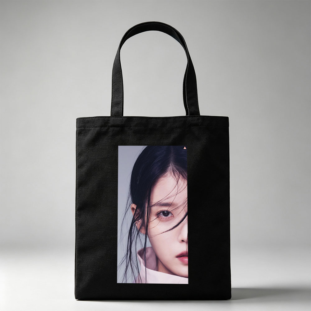 IU Close-Up Portrait with Soft Lighting and Gentle Expression - Canvas tote bags
