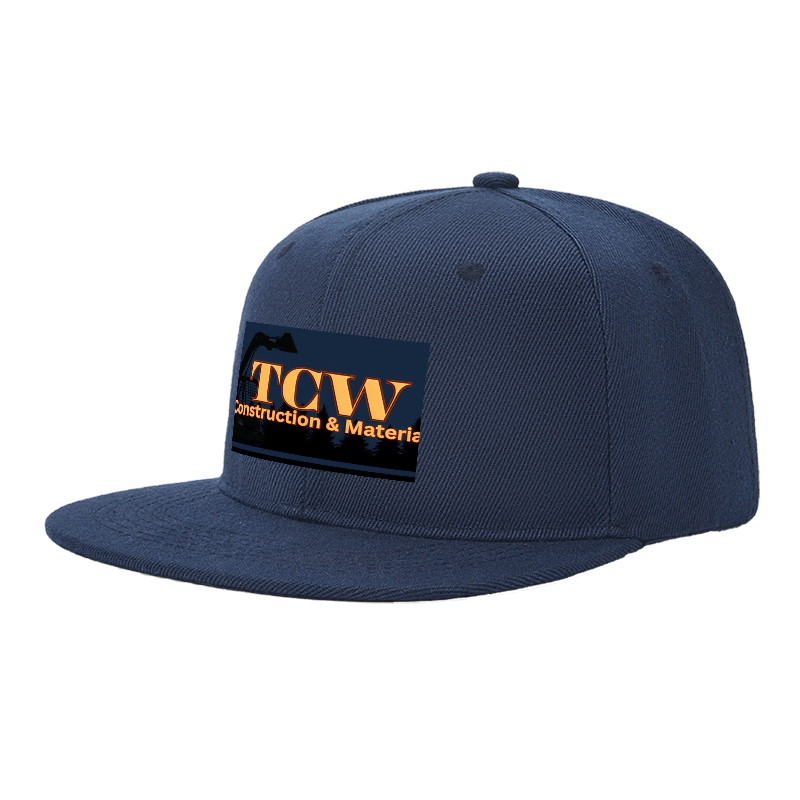 Flat Brim Baseball Cap TCW Construction & Materials Logo Print Streetwear Underground Skate Style for Basketball Court Urban Skaters and Hip Hop Artists