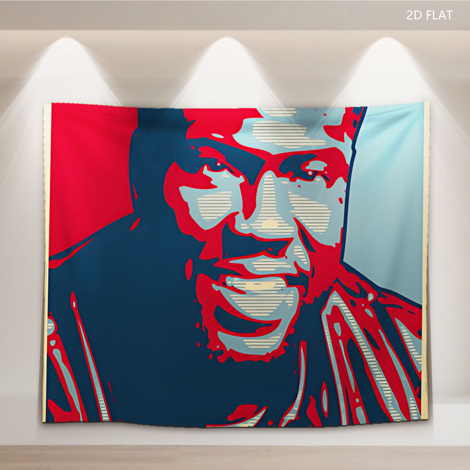 Kevin: A Bold Portrait in Red, Blue, and Gray - Tapestry