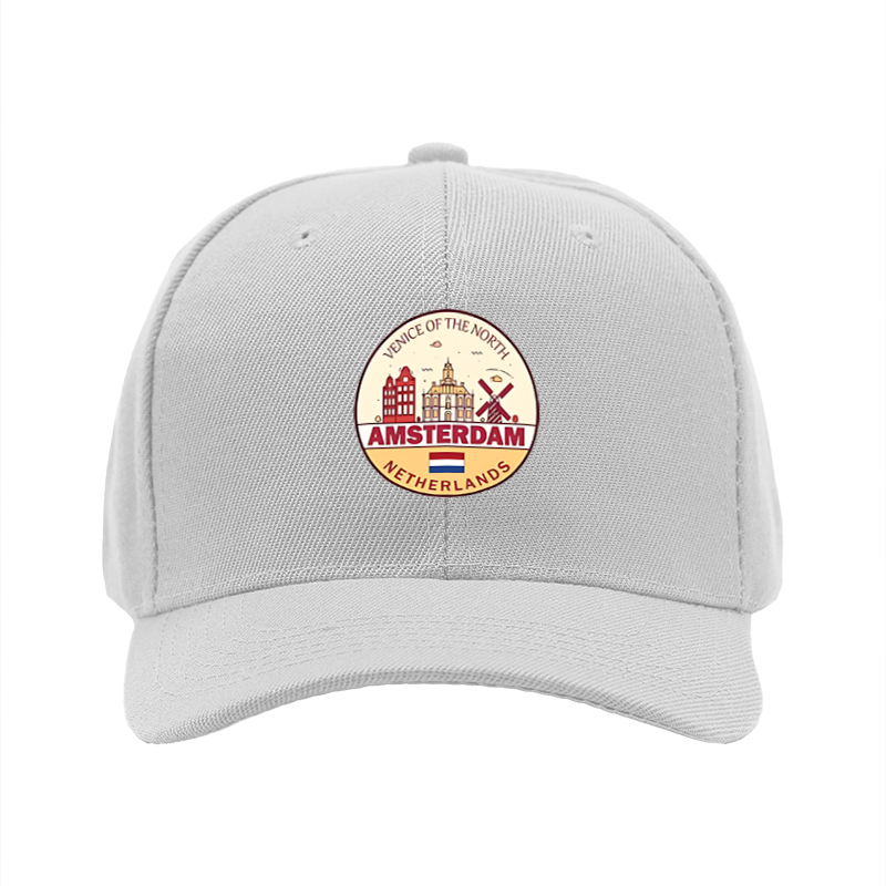 1pc New Baseball Cap Amsterdam Cityscape Print Venice of the North Design Unisex Adjustable Hat for Travel Outdoor Activities Adults and Teens