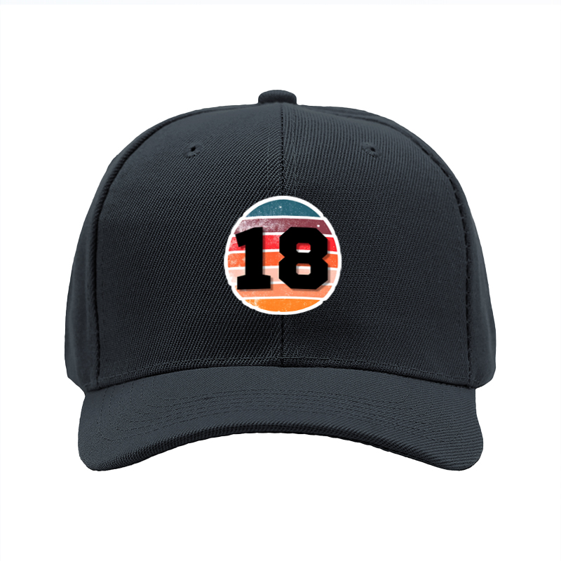1pc New Baseball Cap with Number 18 Retro Stripe Print Unisex Adjustable Hat for Outdoor Activities and Casual Wear Adults Fashion Accessory