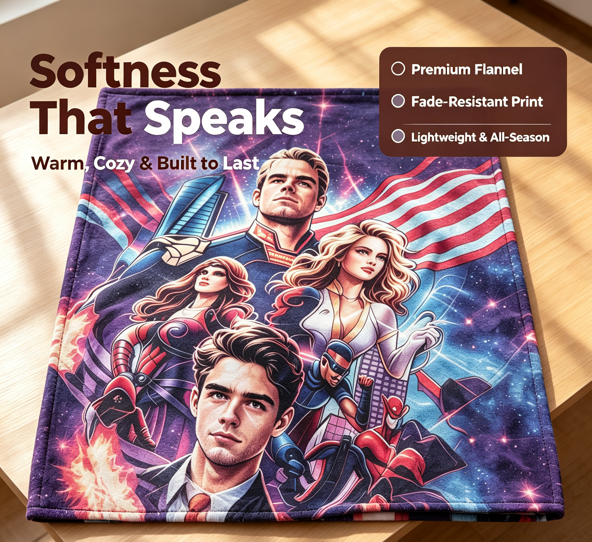 Custom Face Blanket Superhero Team Art Flannel Blanket Perfect for Couch Lounging and Bedroom Decor Ideal Gift or Giveaway for Fans