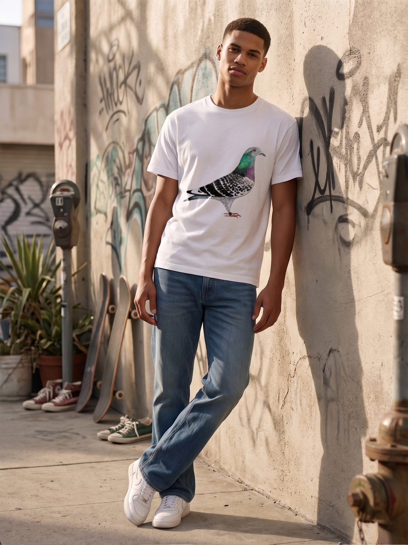 Men's Printed T-Shirt Featuring Colorful Pigeon Design with Vibrant Feathers and Detailed Artwork, Casual Round Neck Lightweight Breathable Summer Short Sleeve T-Shirt for Outdoor Activities, Urban Streetwear, Nature Lovers and Bird Enthusiasts