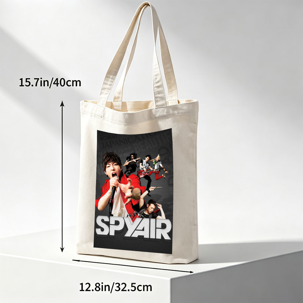 SPYAIR Band Performance Poster Featuring Dynamic Members with Instruments and Energetic Pose - Canvas tote bags