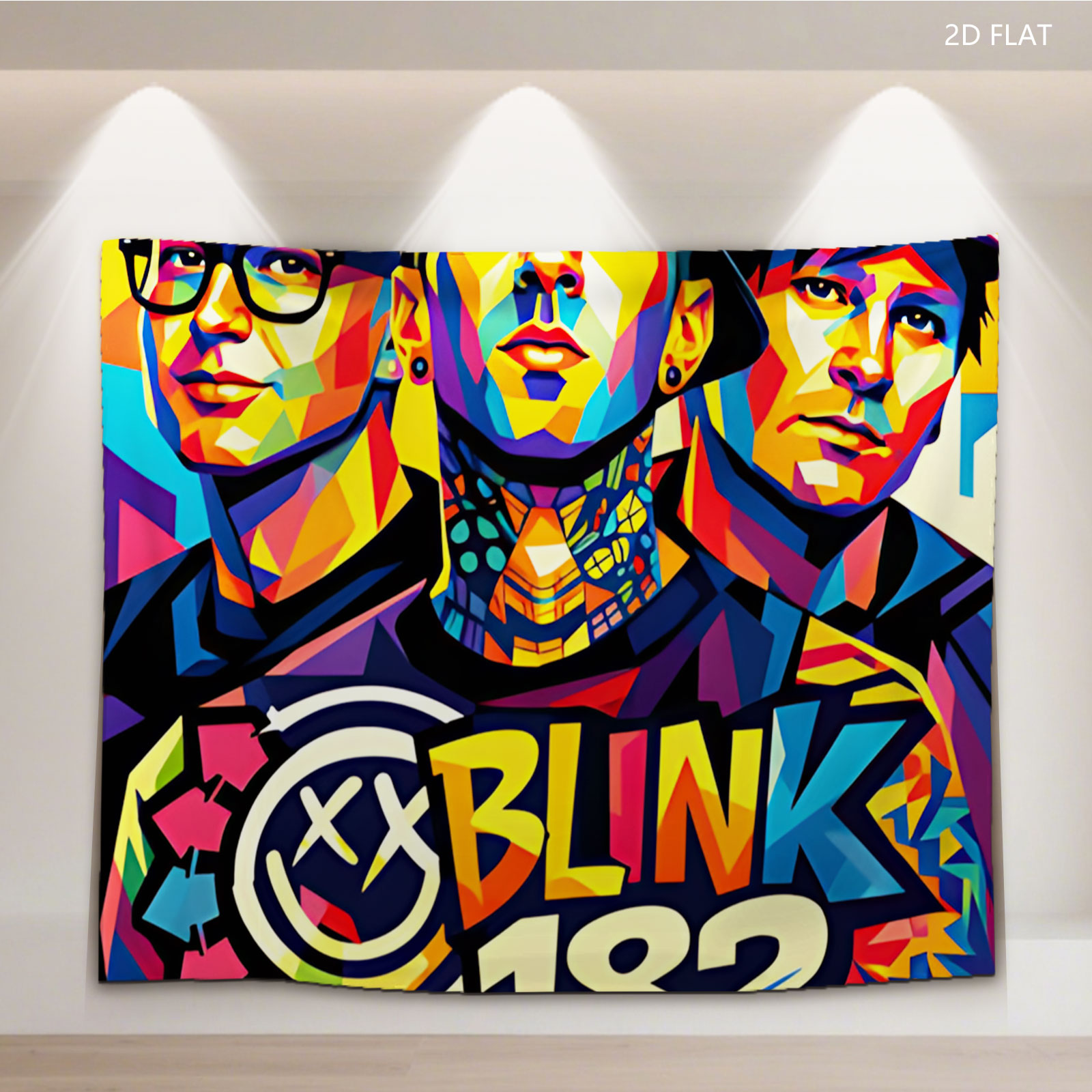 Blink-182 Band Members in Vibrant Pop Art Style - Tapestry