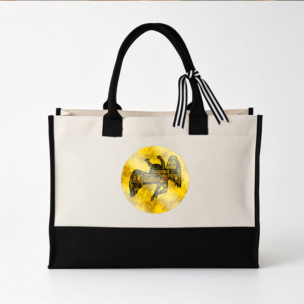 Led Zeppelin: A Typographic Flight of the Winged Creature - Canvas patchwork gift tote bag