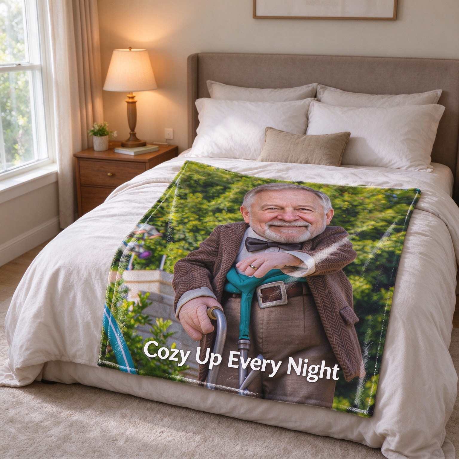 Custom Face Photo Blanket, Personalized Big Head Flannel Throw, Ultra Soft Skin-Friendly Cozy Picture Gift