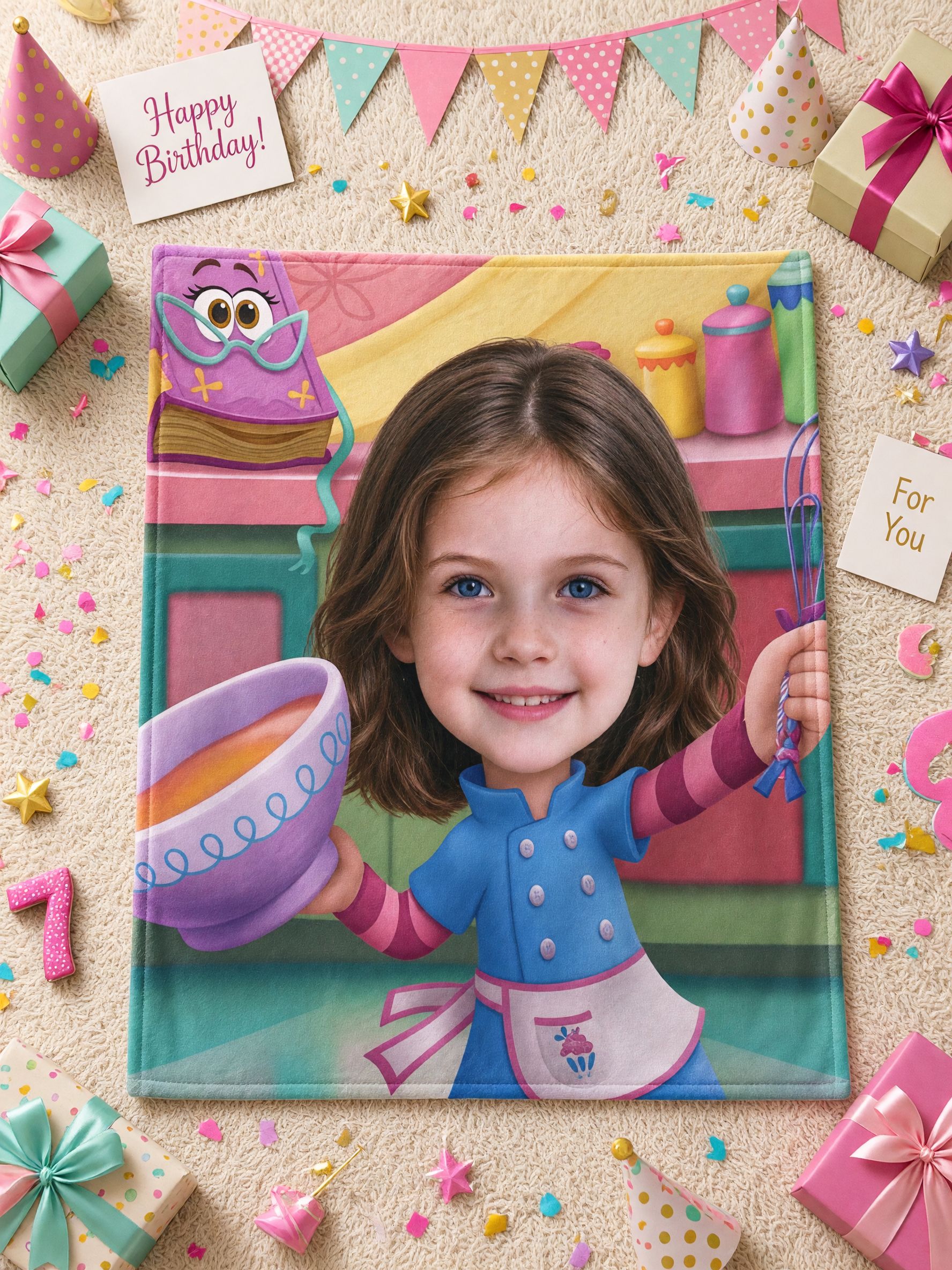 Custom Face Blanket Personalized Cartoon Photo Flannel Throw, Ultra Soft Plush Bed Cover, Ideal Personalized Gift