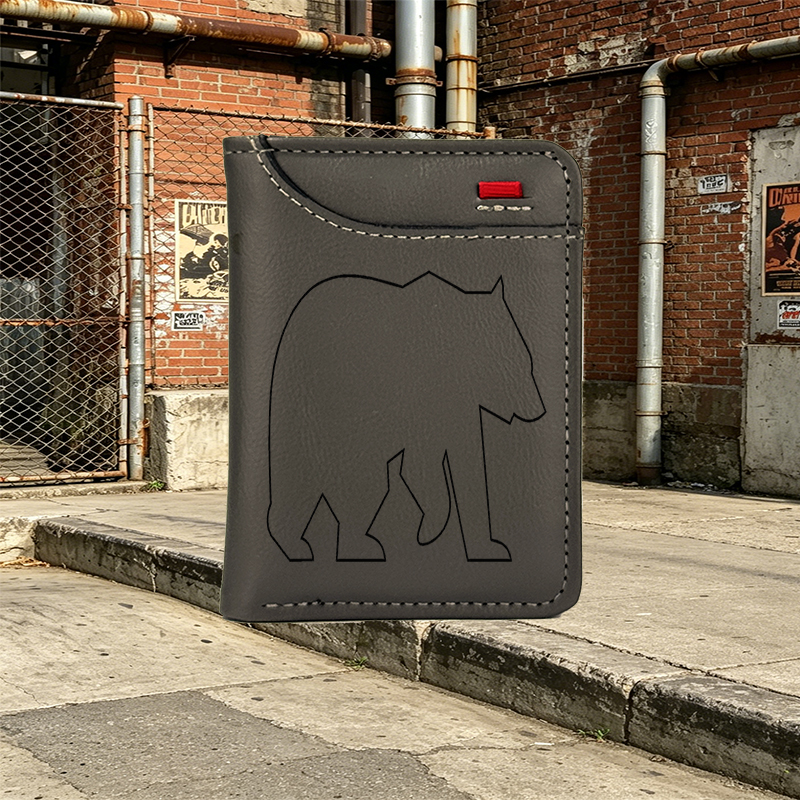 Unisex Vertical Wallet with Bear Outline Print Design – Minimalist Animal Pattern for Everyday Use, Ideal for Outdoor Enthusiasts and Urban Stylists Seeking Functional and Fashionable Accessories