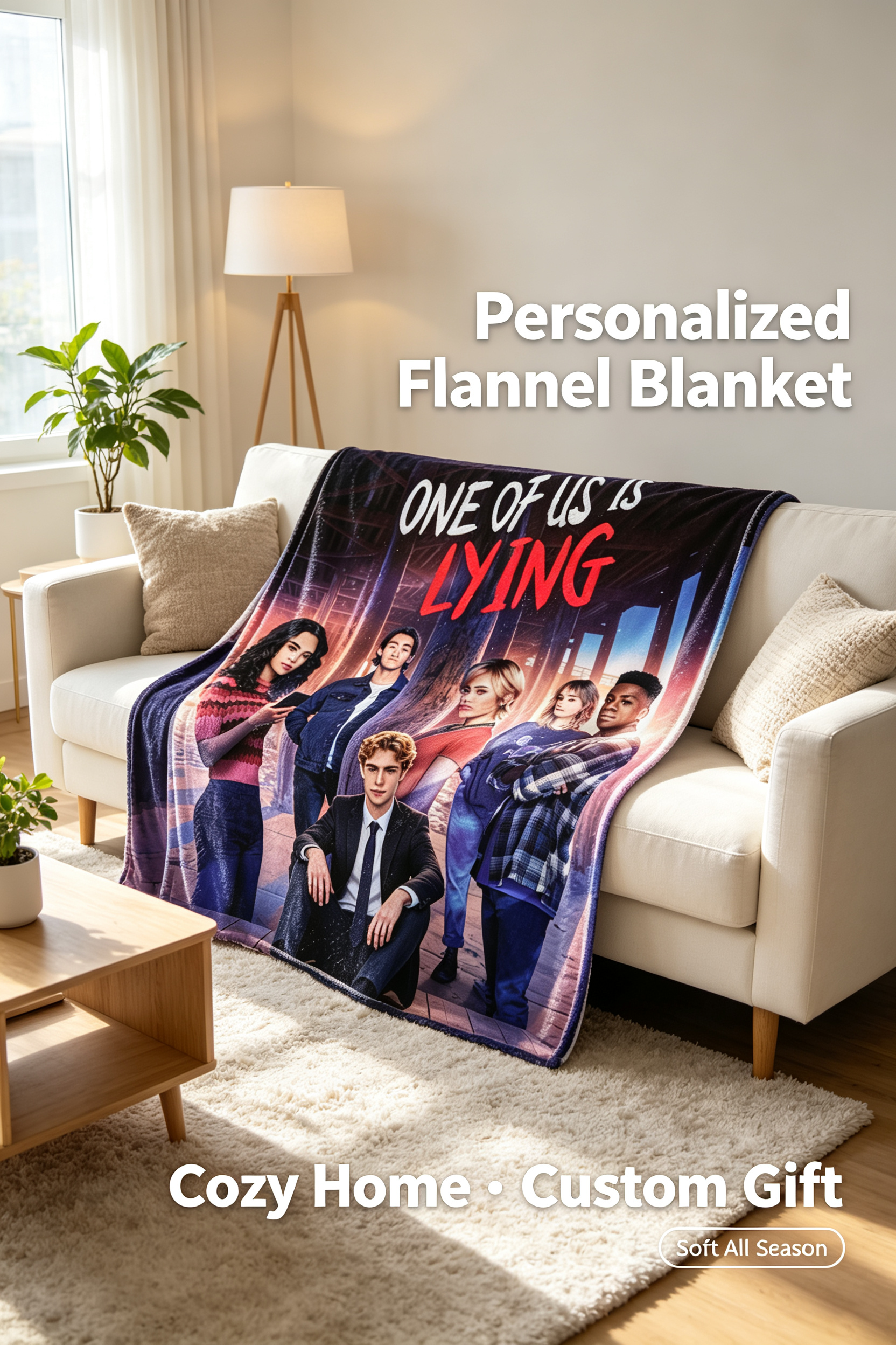 Custom Face Blanket One of Us Is Lying Flannel Blanket Perfect for Fans of the Series Ideal Gift or Giveaway for Teens and Young Adults