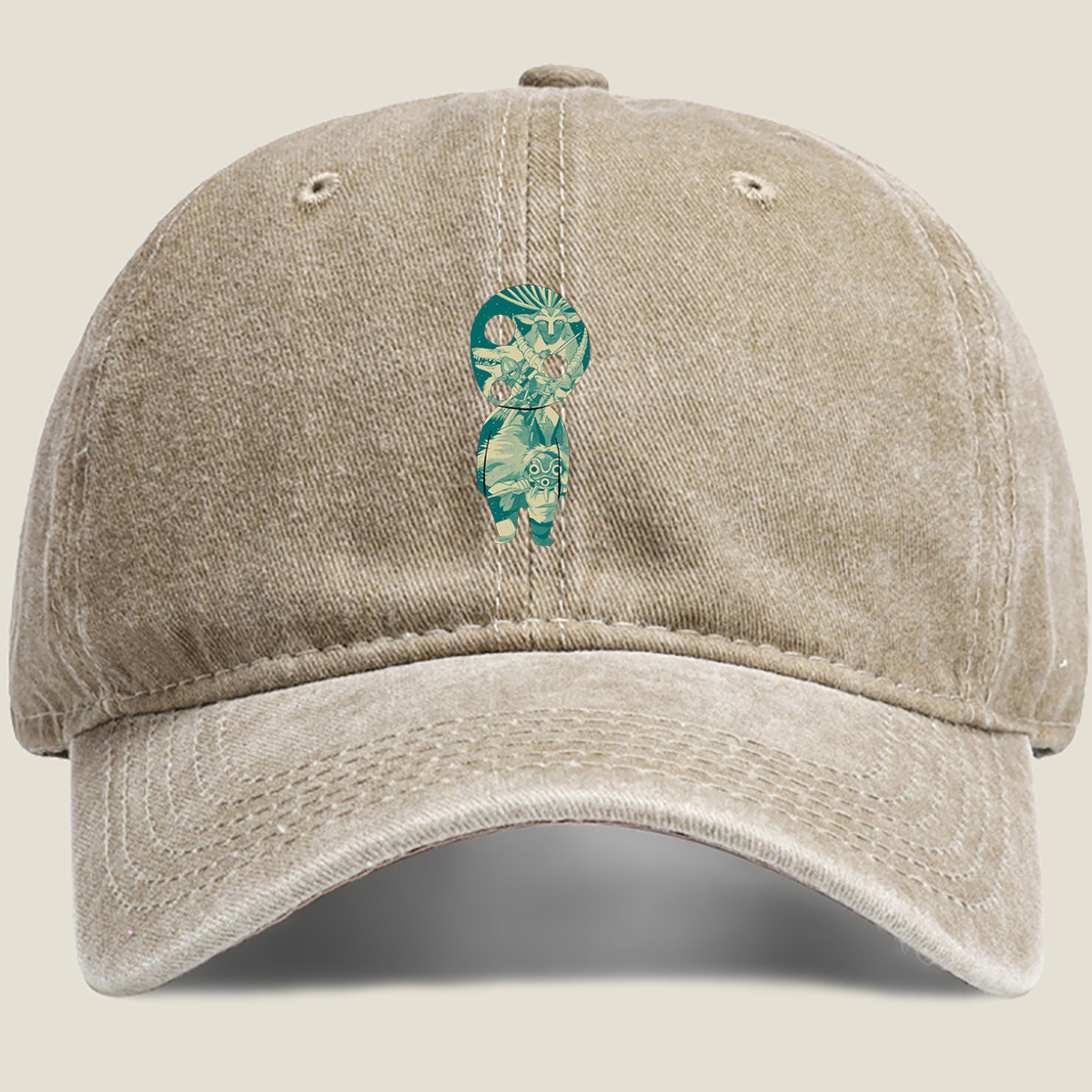 Princess Mononoke: San and Moro in a Stylized Figure - Washed Denim - Baseball Cap
