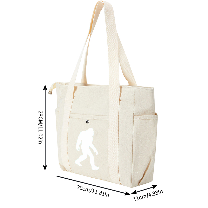Multi Pocket Bag Ivory with Bigfoot Silhouette Print - Practical Everyday Carry Organizer for Outdoor Enthusiasts and Nature Explorers