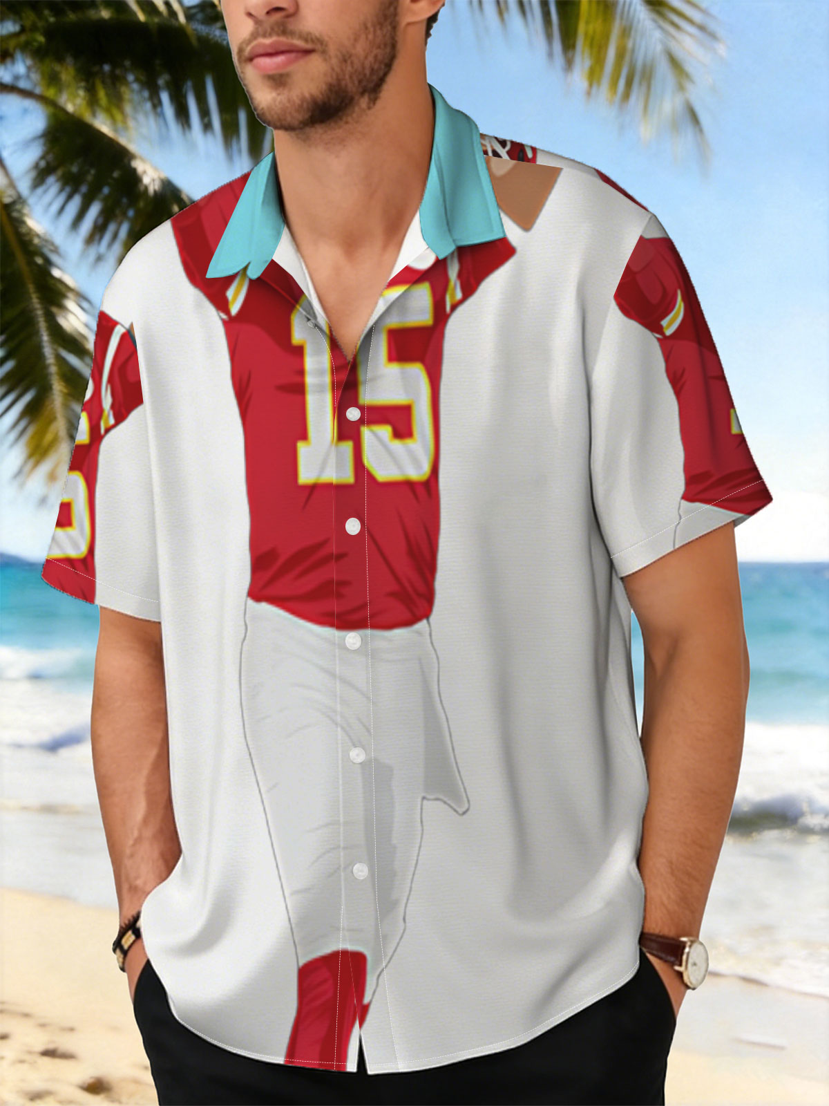 Patrick Mahomes Celebrates in Chiefs Uniform -  Shirt