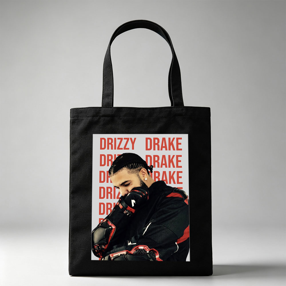 Drake in a Protective Gear Pose with Red and Black Motocross Suit Against Repeating 