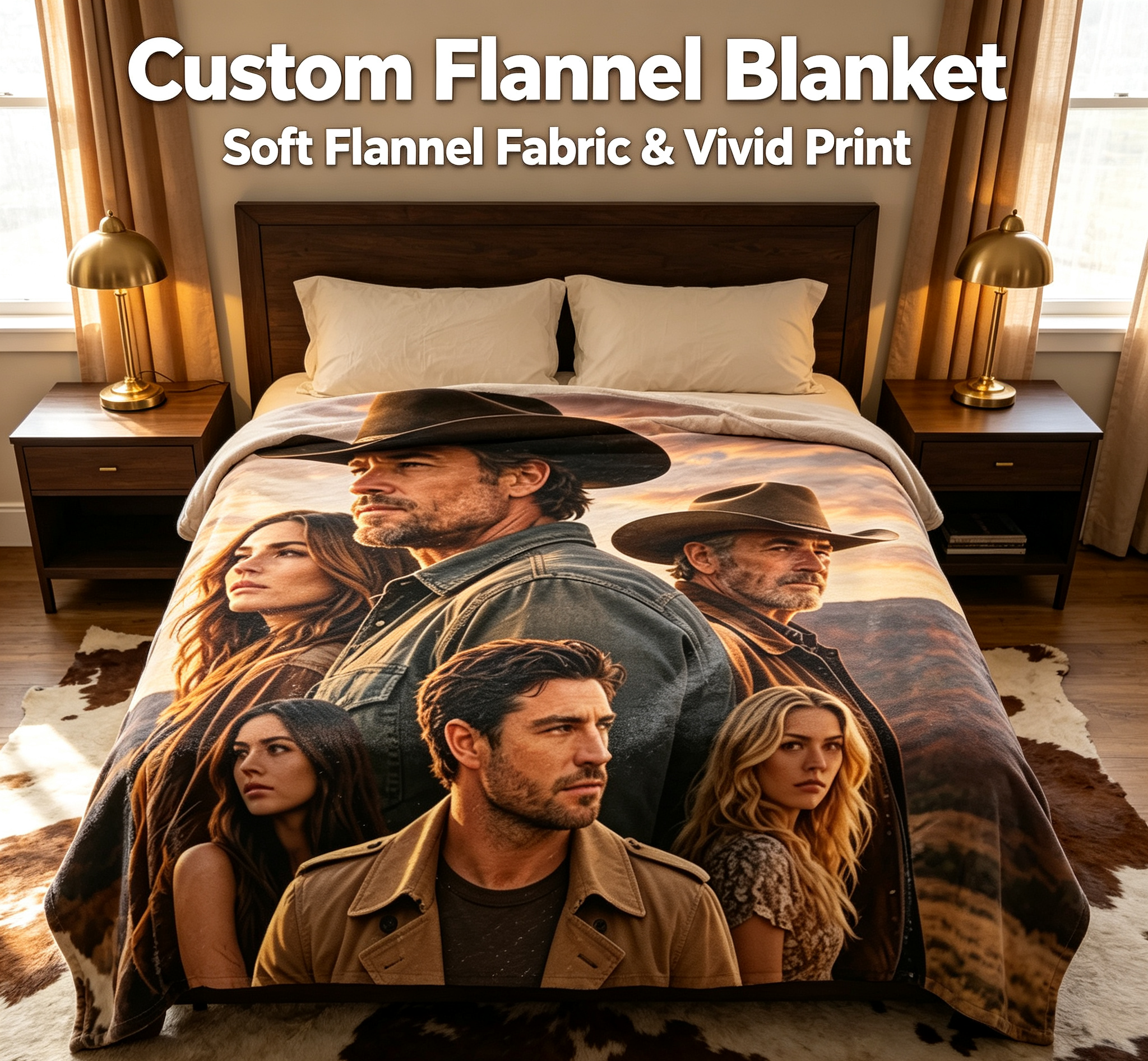 Custom Face Blanket Ransom Canyon Netflix Series Flannel Blanket Perfect for Fans of Western Drama Cozy Home Decor Gift or Giveaway