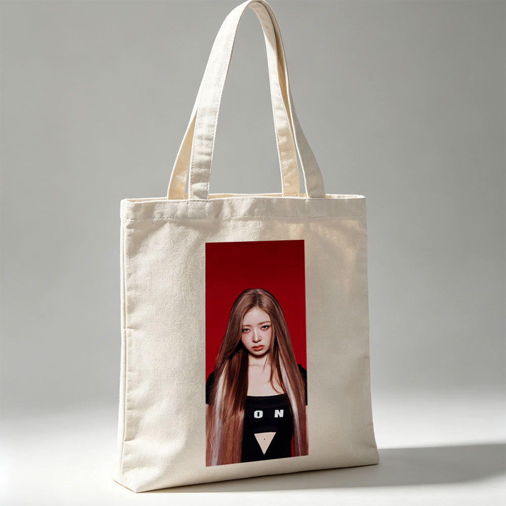 IVE Yujin in Bold Red Backdrop Wearing Black Top with 