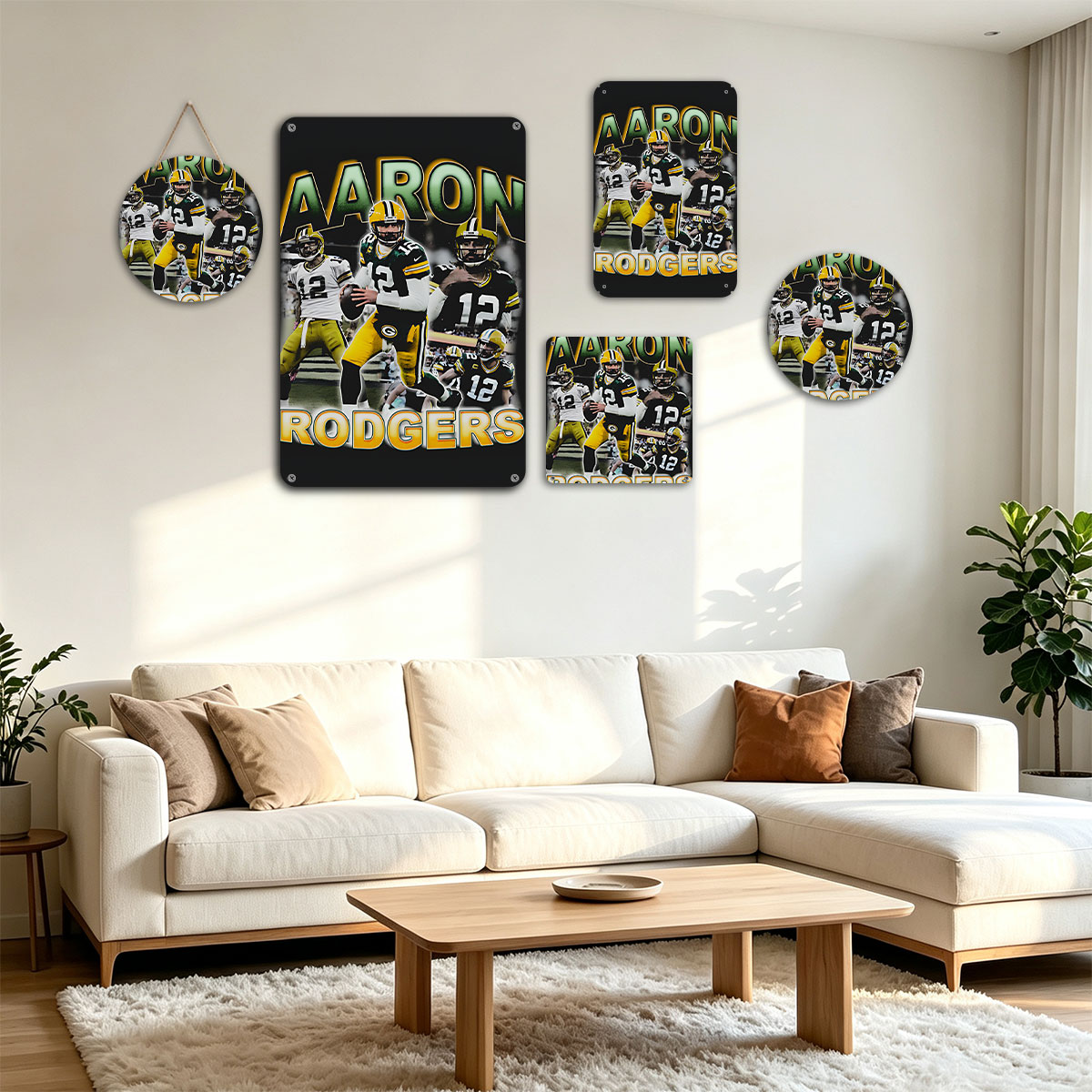 Aaron Rodgers Green Bay Packers NFL Quarterback Action Montage - painting