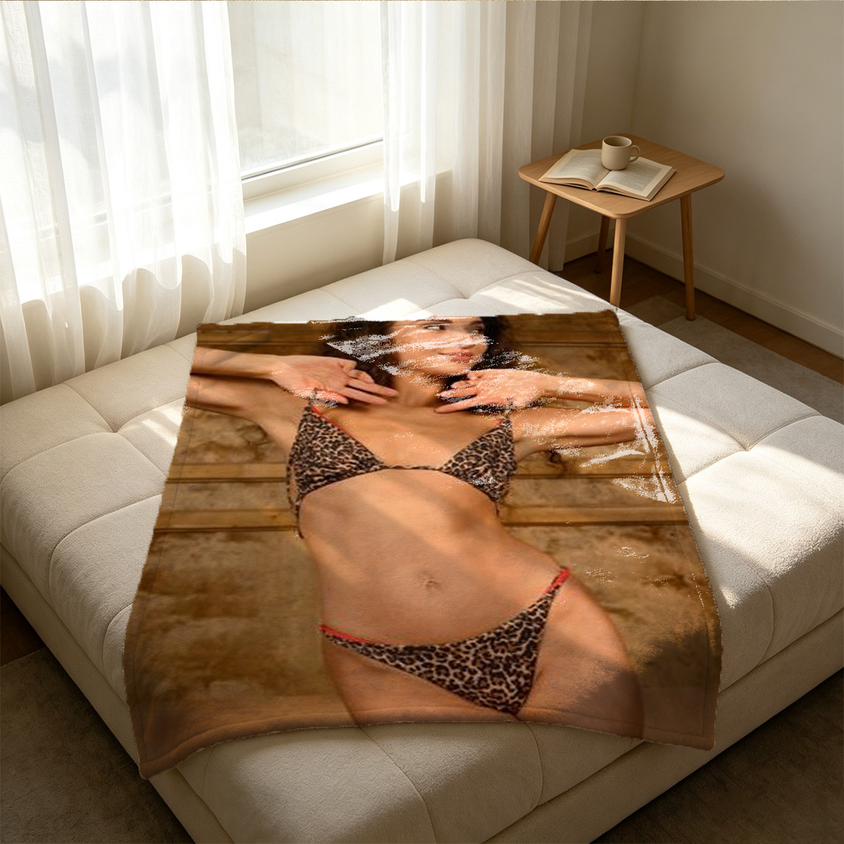 Nude Blonde by the Poolside - Blanket