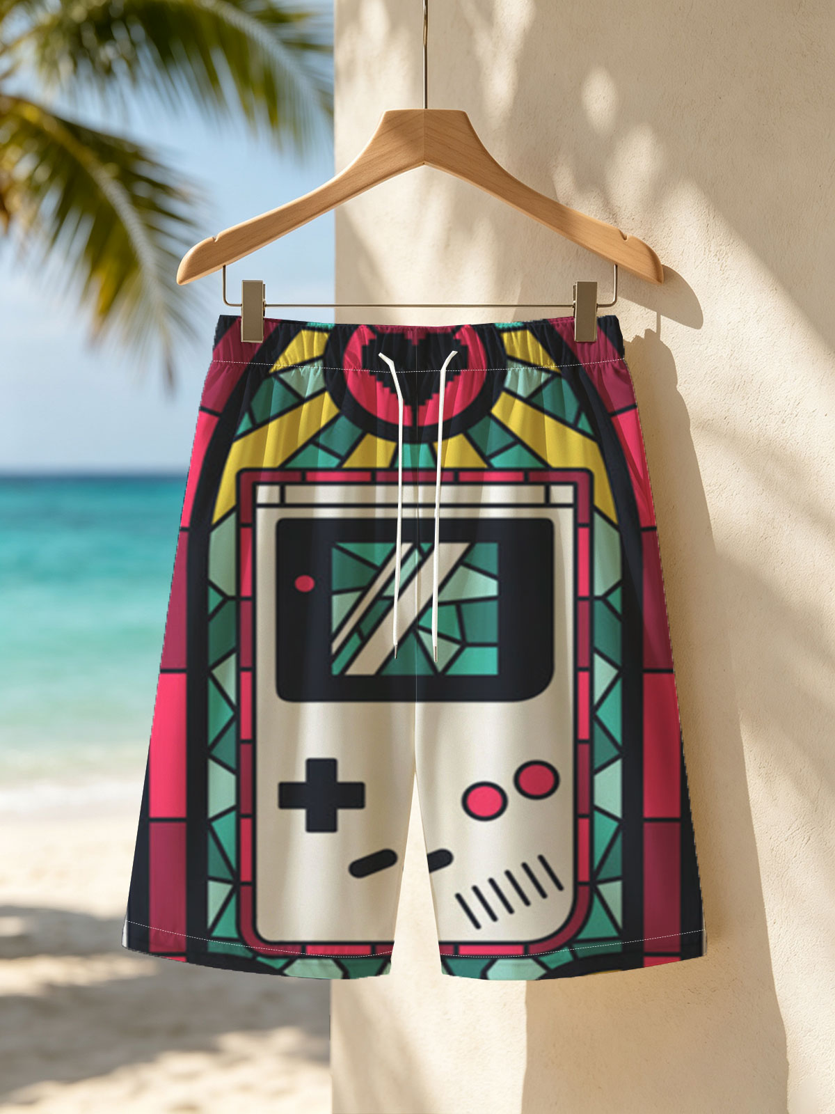 Stained Glass Game Boy Art -  Beach shorts