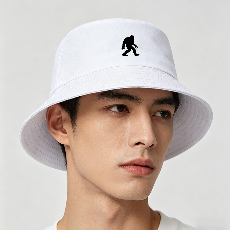 Unisex Bucket Hat with Bigfoot Silhouette Print - Classic Cotton Fisherman Hat for Outdoor Adventures, Hiking, Camping, and Casual Wear - Perfect for Nature Lovers and Wildlife Enthusiasts