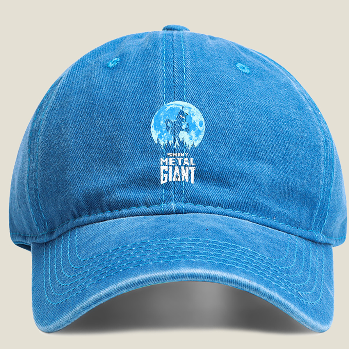 Shiny Metal Giant: The Robot in the Moonlight - Washed Denim - Baseball Cap