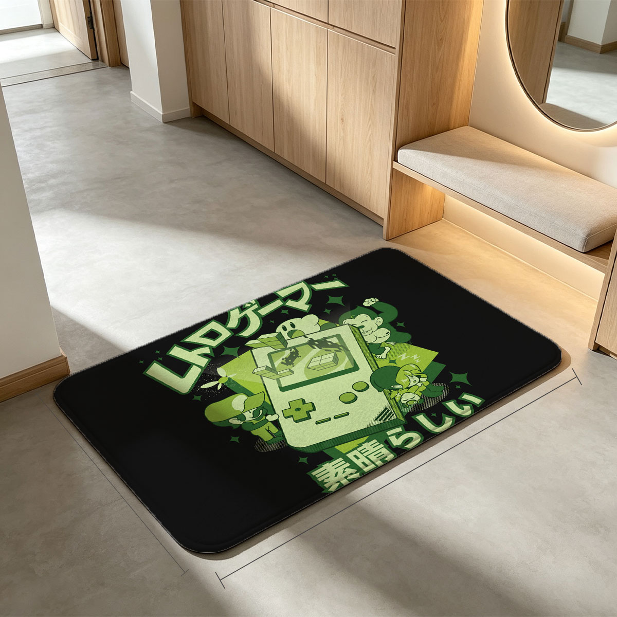Mario, Luigi, Yoshi, and Toad with a Retro Game Console - Flannel floor mat